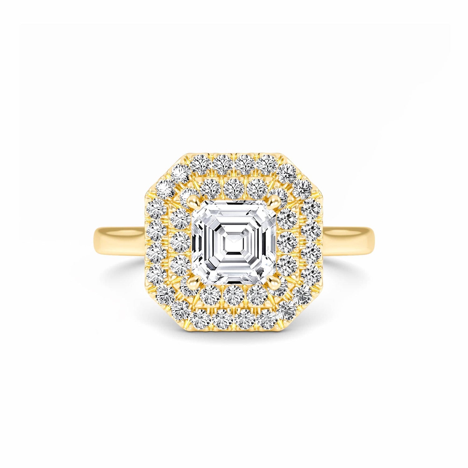 White Diamond Double Halo Engagement Ring - Aaliyah