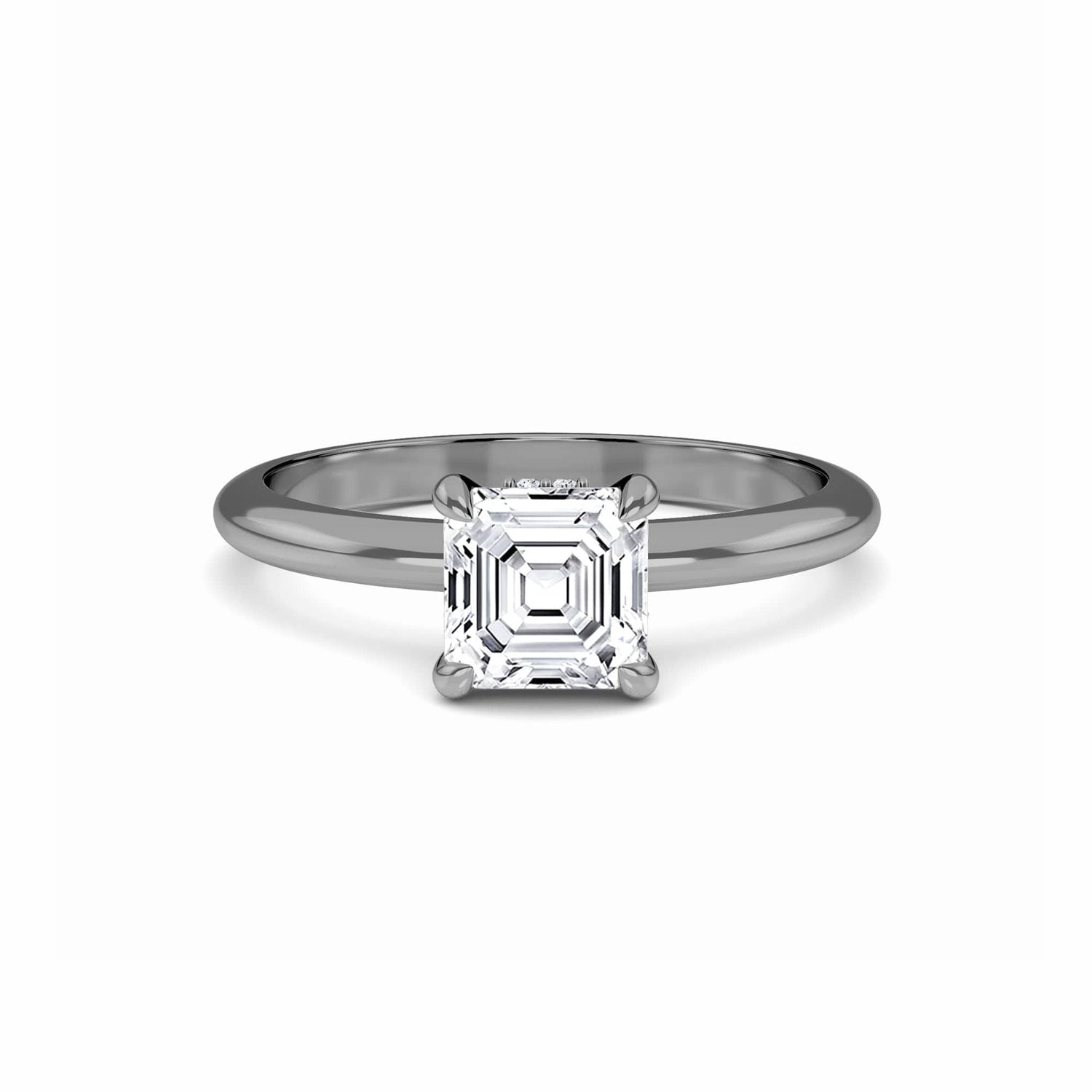 White Diamond Hidden Halo Solitaire Engagement Ring - Harmony