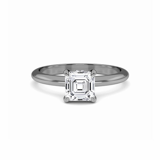 White Diamond Hidden Halo Solitaire Engagement Ring - Harmony