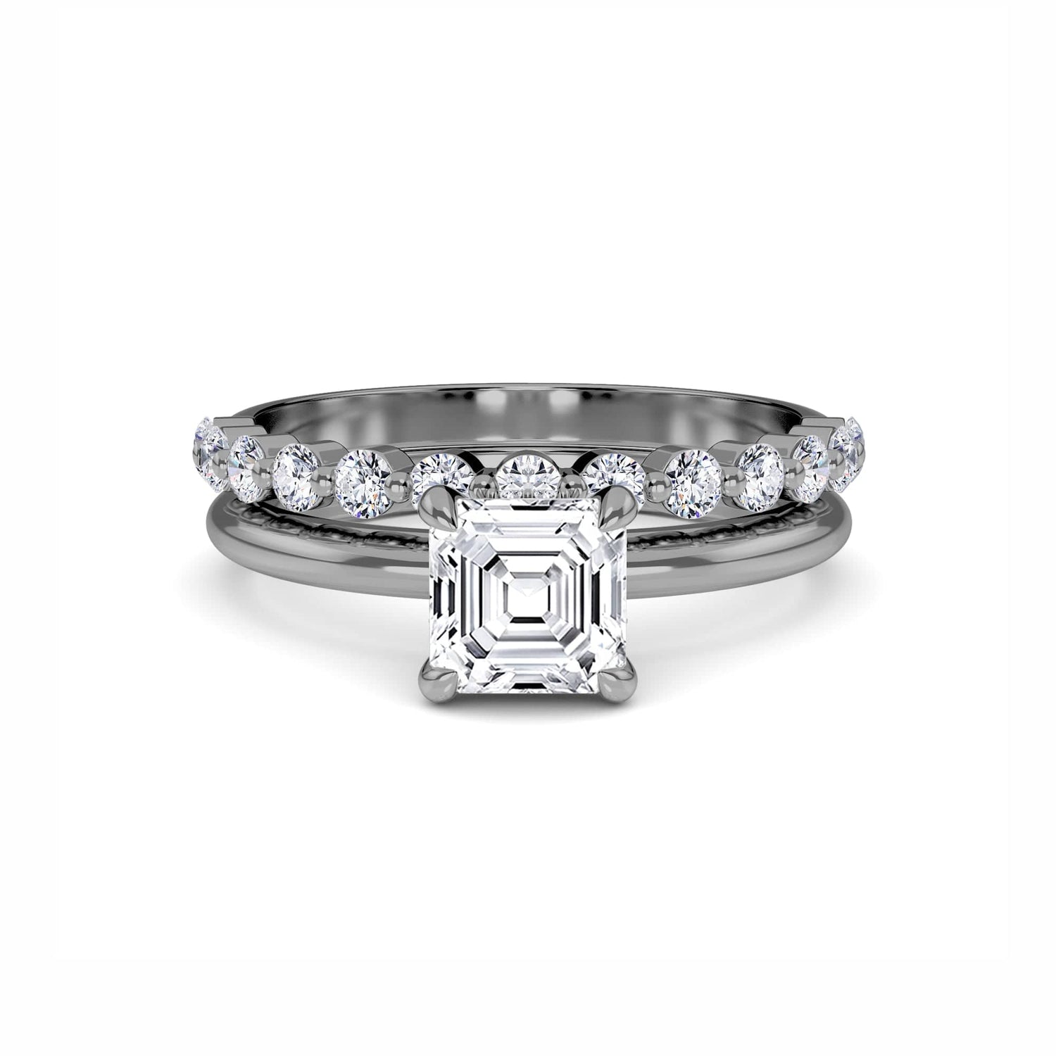White Diamond Hidden Halo Bridal Solitaire Engagement Ring - Feiling