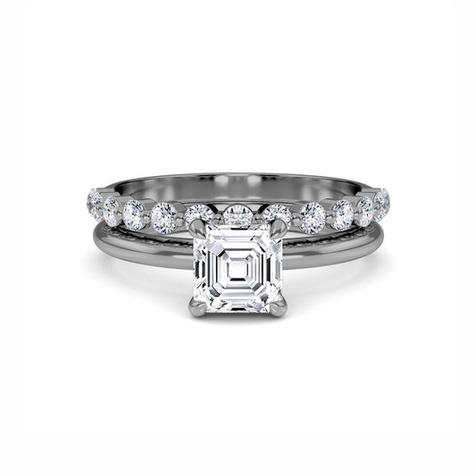 White Diamond Hidden Halo Bridal Solitaire Engagement Ring - Feiling
