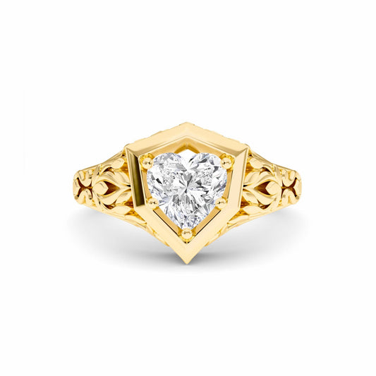 White Diamond Vintage-Inspired Hexagonal Bezel Engagement Ring - Isabelle