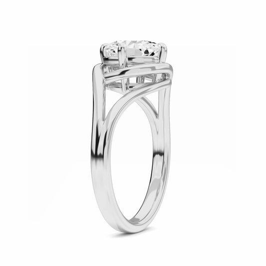 White Diamond Solitaire Split Shank Engagement Ring - Arianna