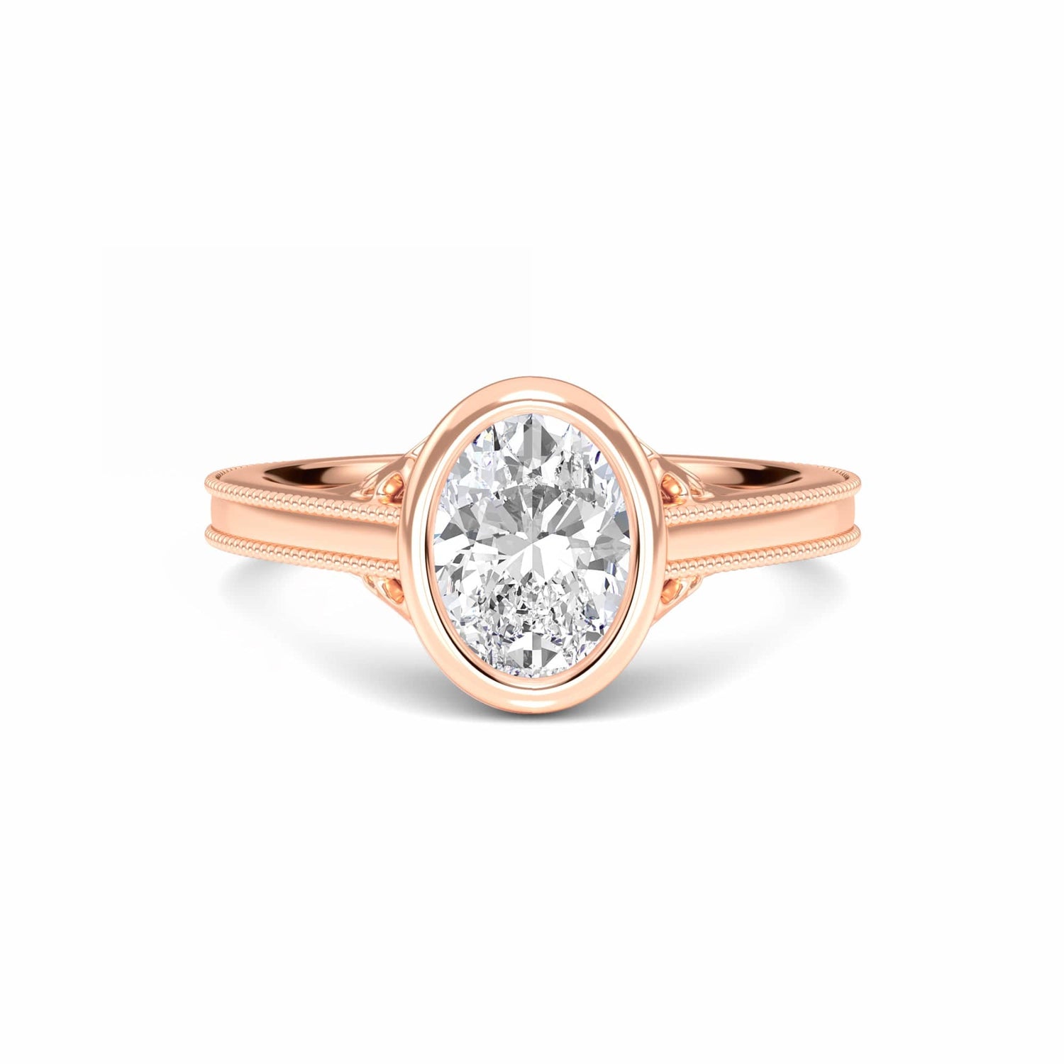 White Diamond Bezel Set Solitaire Engagement Ring - Natalie