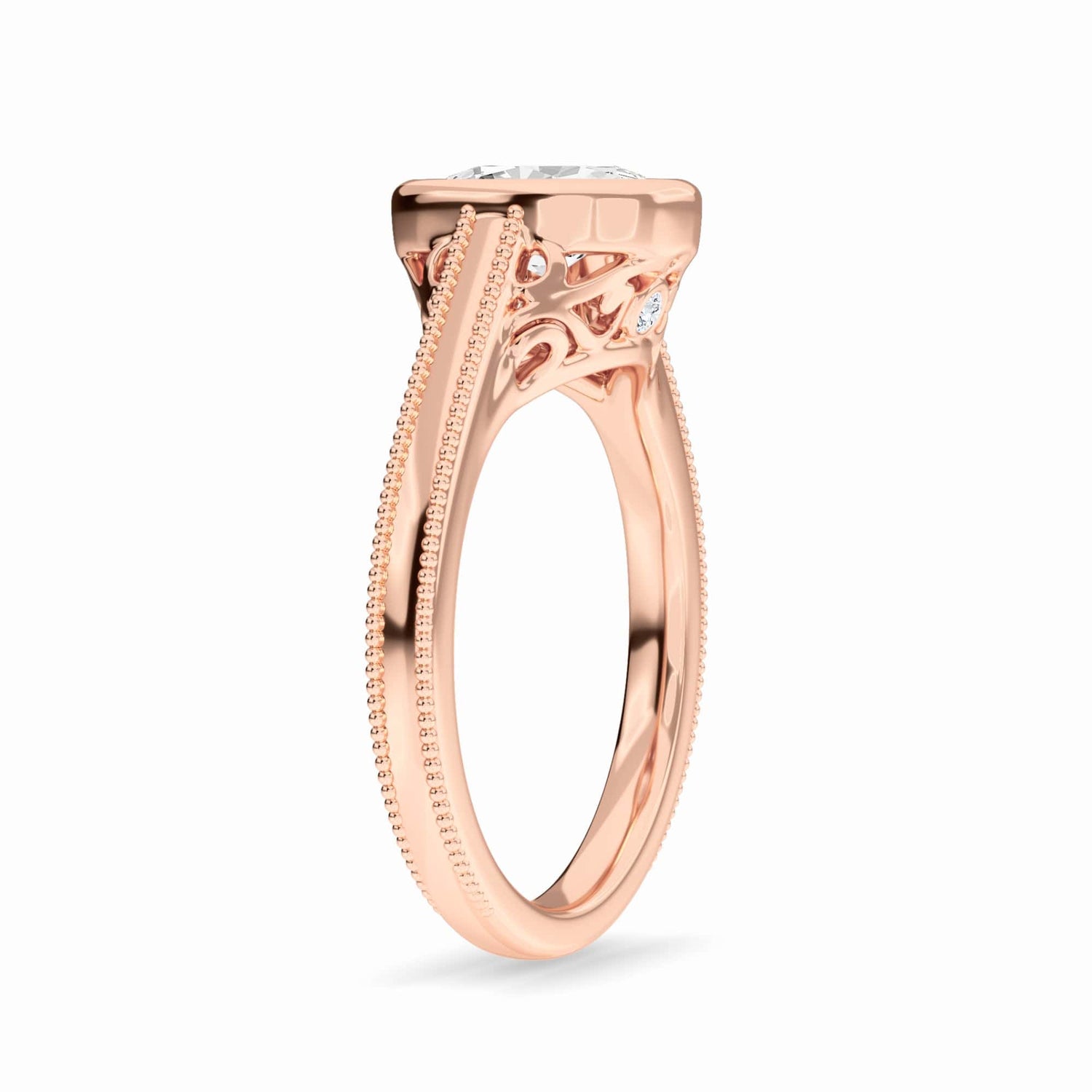 White Diamond Bezel Set Solitaire Engagement Ring - Natalie