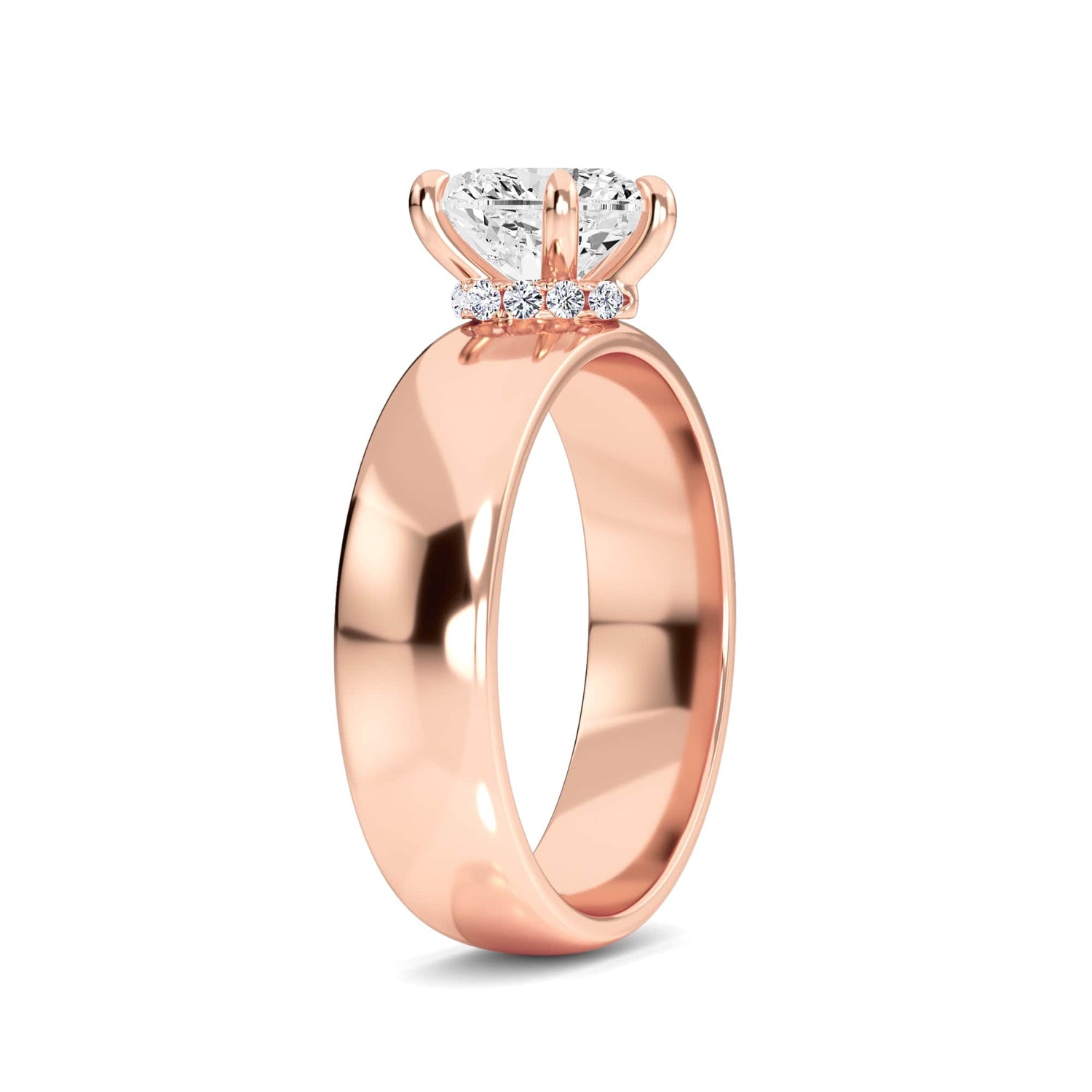 White Diamond Hidden Halo Solitaire Engagement Ring - Aubrey