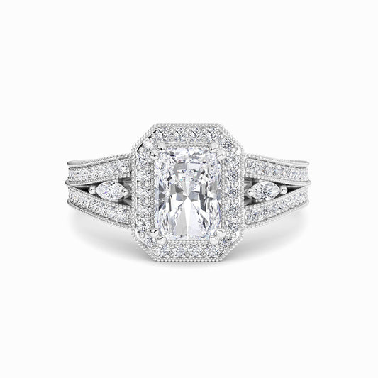 White Diamond Milgrain Halo Engagement Ring - Palmer
