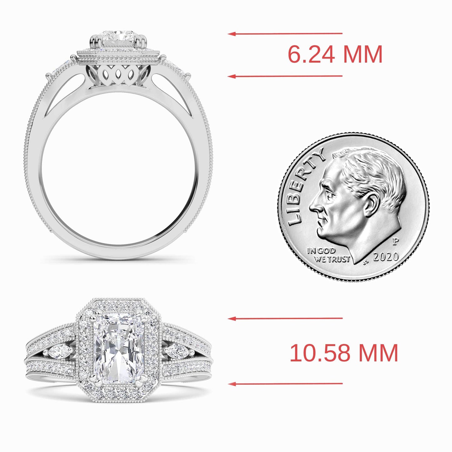 White Diamond Milgrain Halo Engagement Ring - Palmer