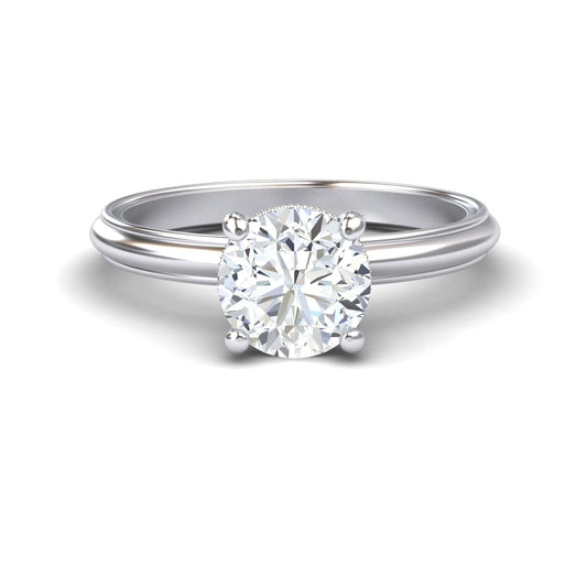 White Diamond Vintage Crown Basket Solitaire Engagement Ring - Charu