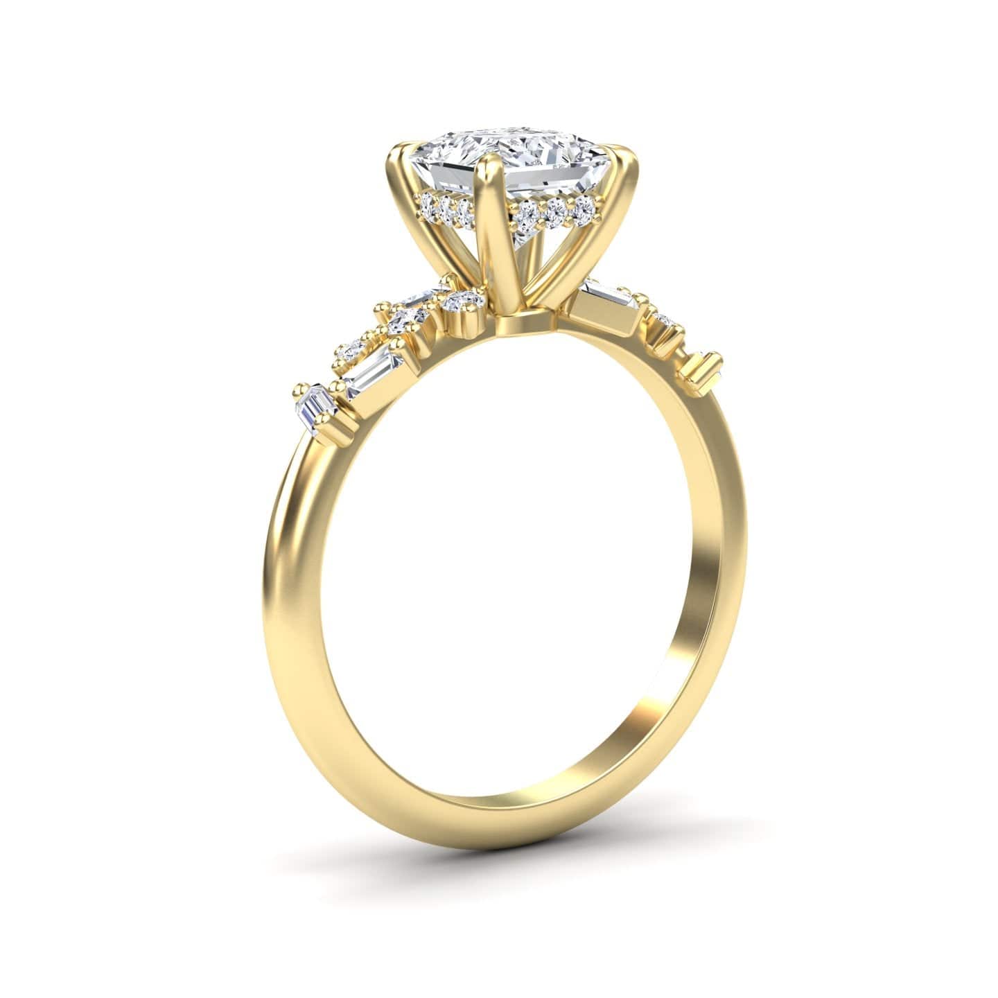 White Diamond Hidden Halo Accent Engagement Ring - Leilani