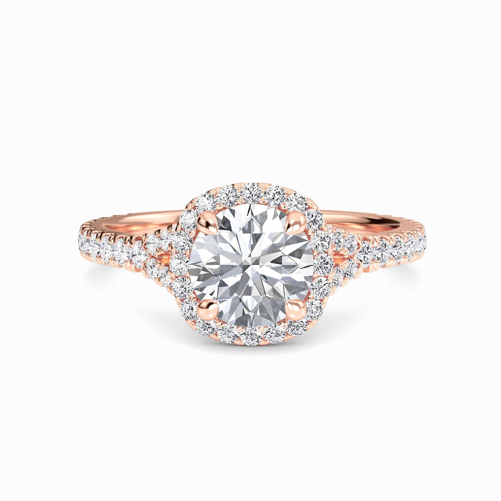 White diamond crossover pave solitaire engagement ring