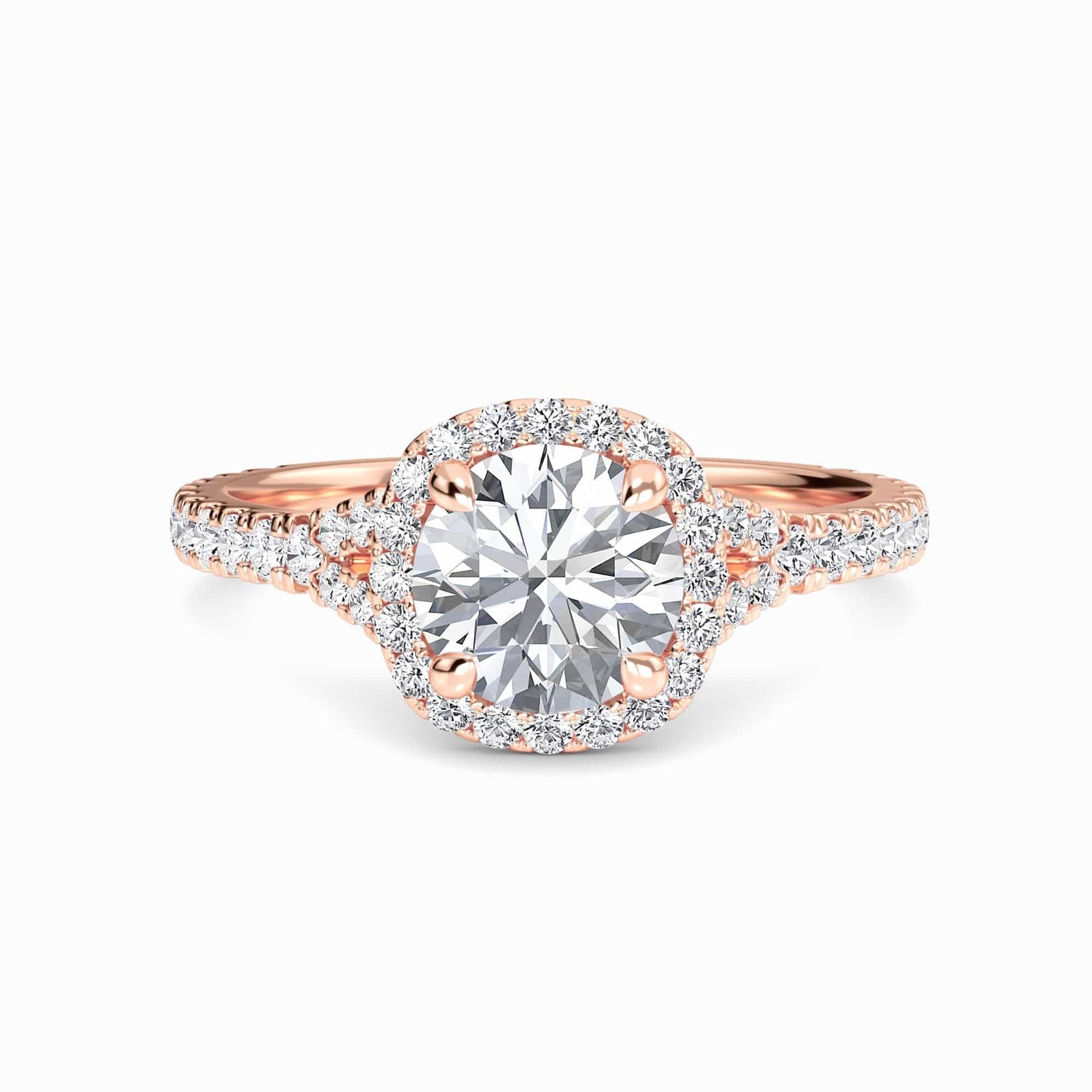 White Diamond Crossover Pave Solitaire Engagement Ring - Selah