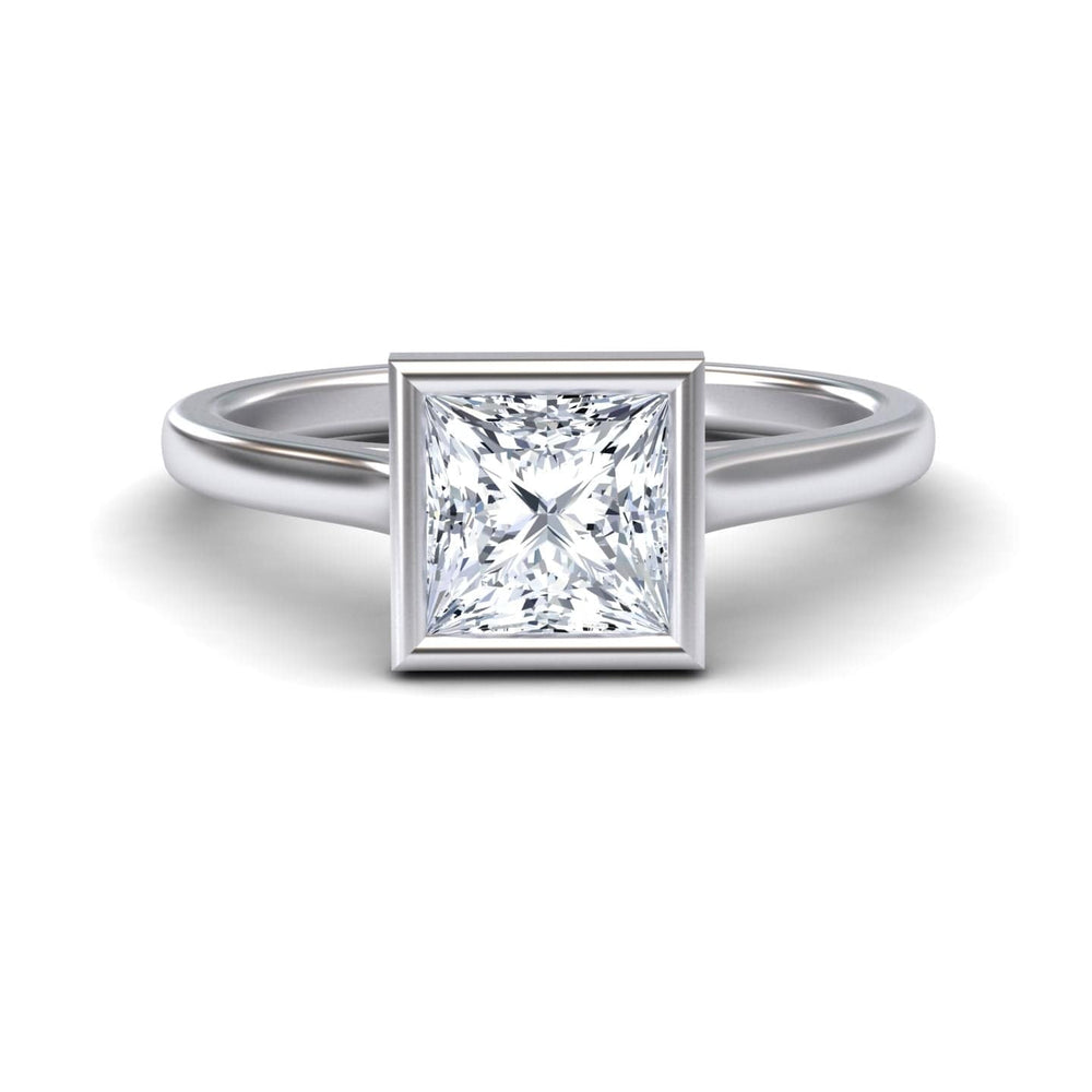 White Diamond Bezel-Set Solitaire Engagement Ring