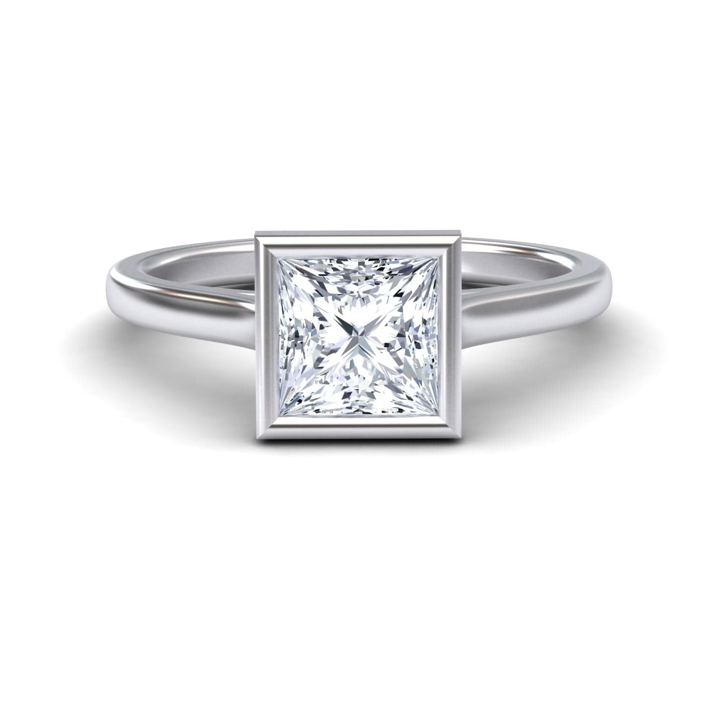 White Diamond Bezel-Set Solitaire Engagement Ring - Mariah