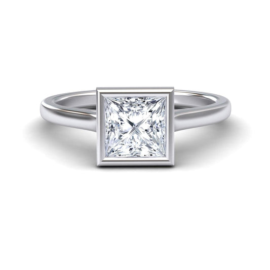 White Diamond Bezel-Set Solitaire Engagement Ring - Mariah