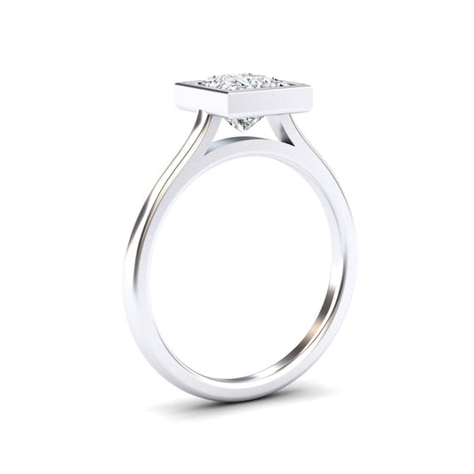 White Diamond Bezel-Set Solitaire Engagement Ring - Mariah