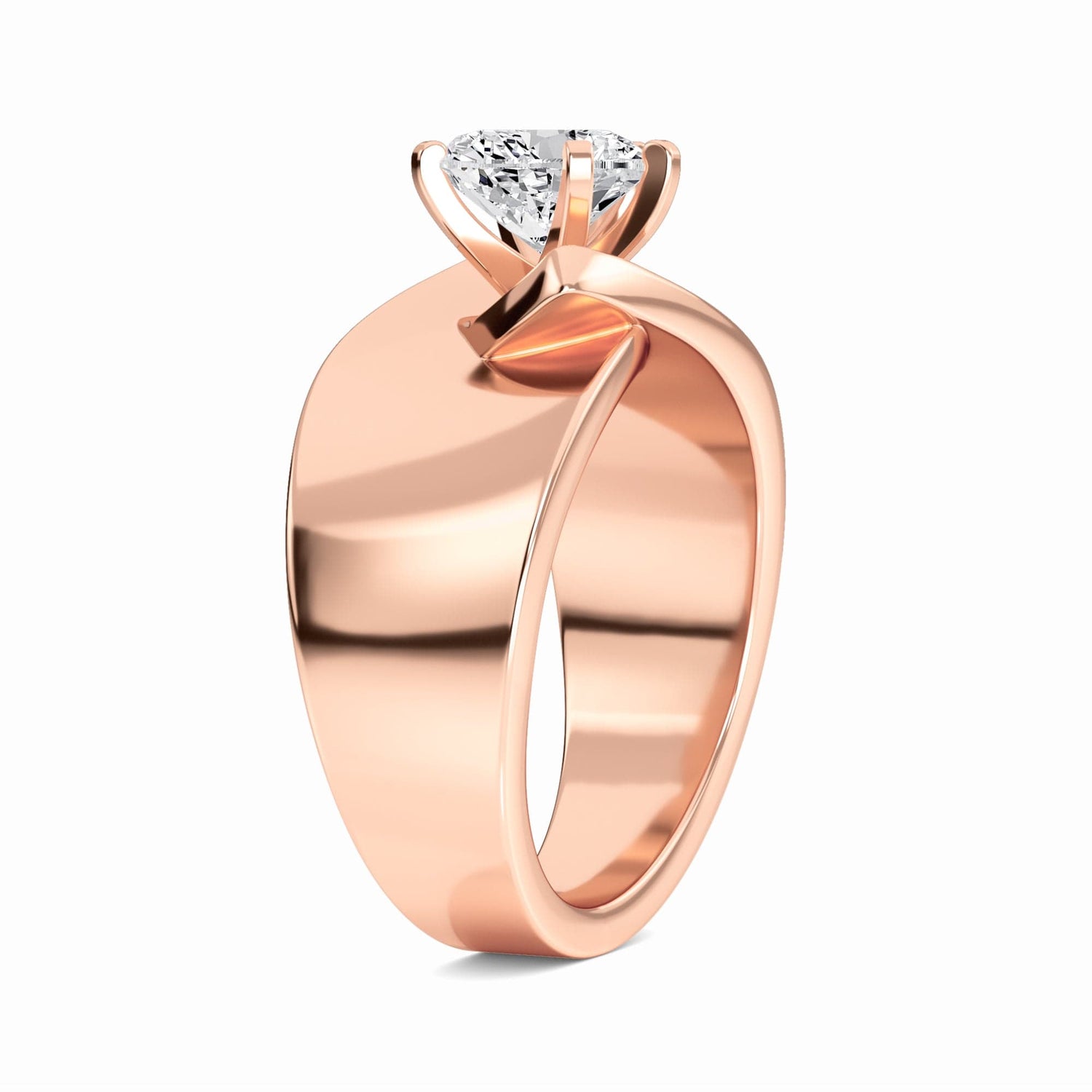 White Diamond Twist Solitaire Engagement Ring - Octavia