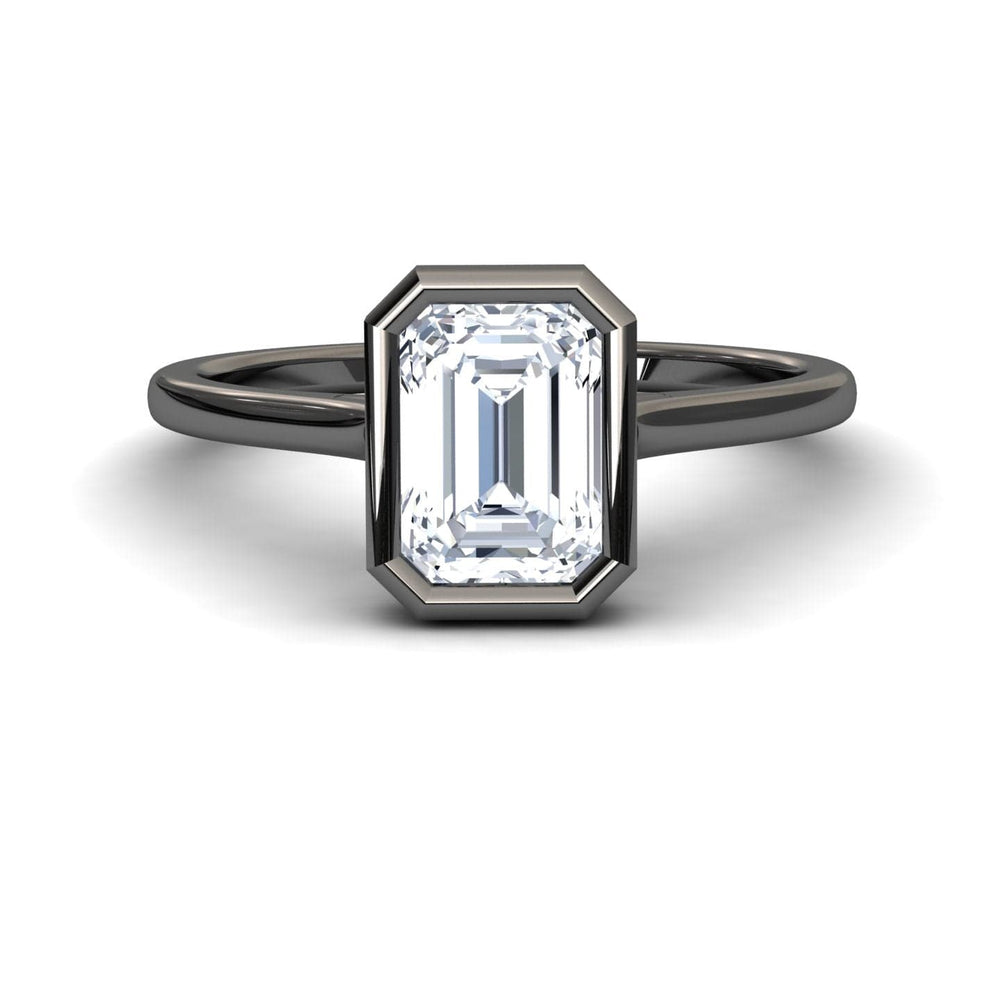 White Diamond Bezel-Set Solitaire Engagement Ring