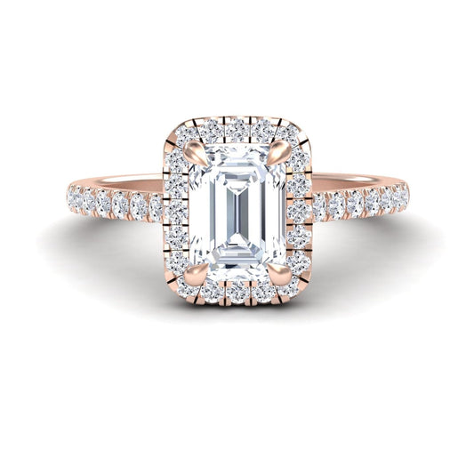 White Diamond Eternal Grace Halo Pave Accent Engagement Ring - Qingling