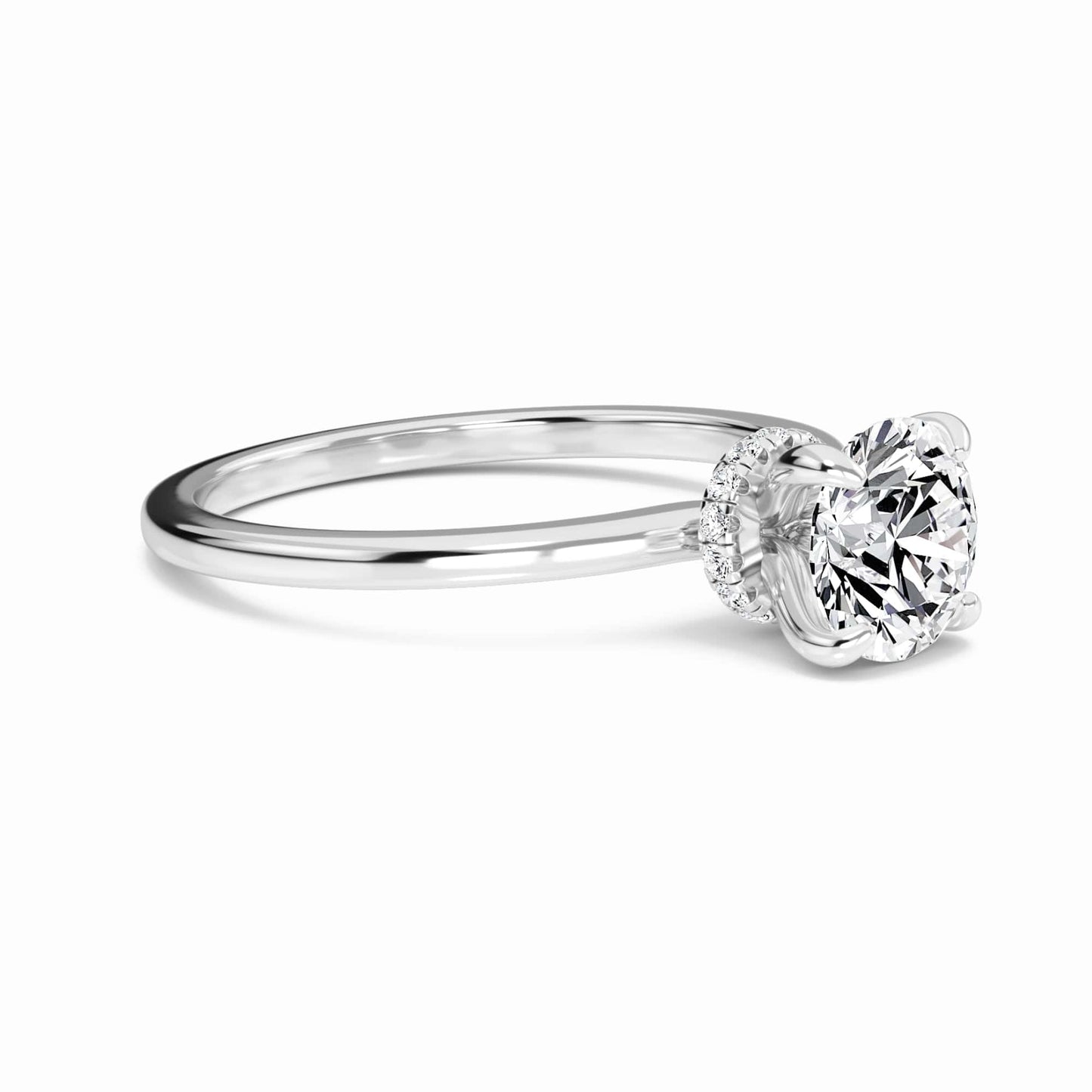 Round Hidden Halo Certified Lab Diamond Engagement Ring - Janelle