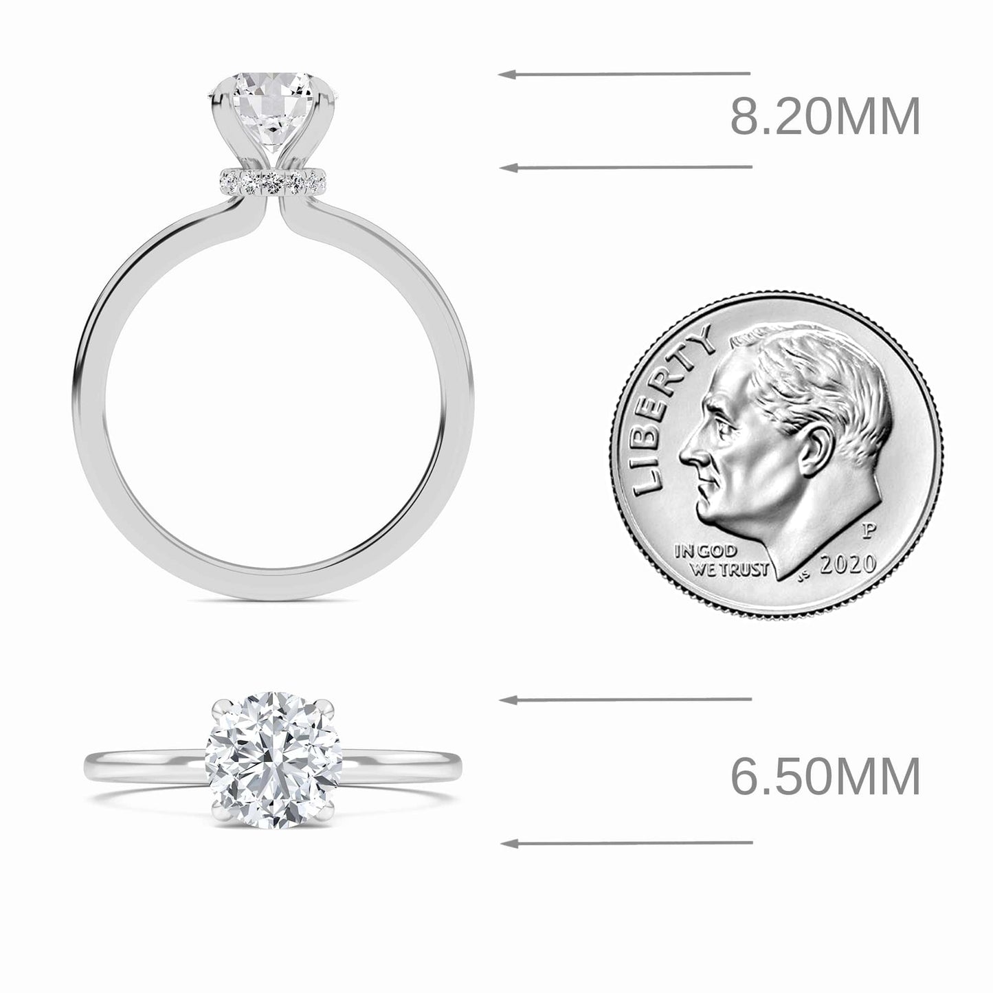 Round Hidden Halo Certified Lab Diamond Engagement Ring - Janelle