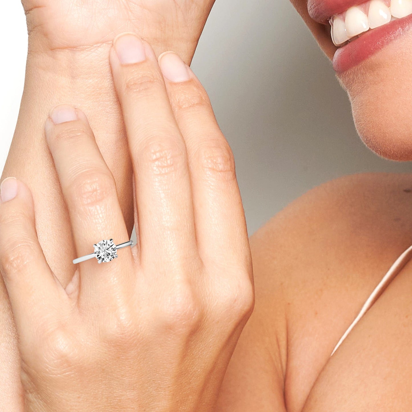 Round Hidden Halo Certified Lab Diamond Engagement Ring - Janelle