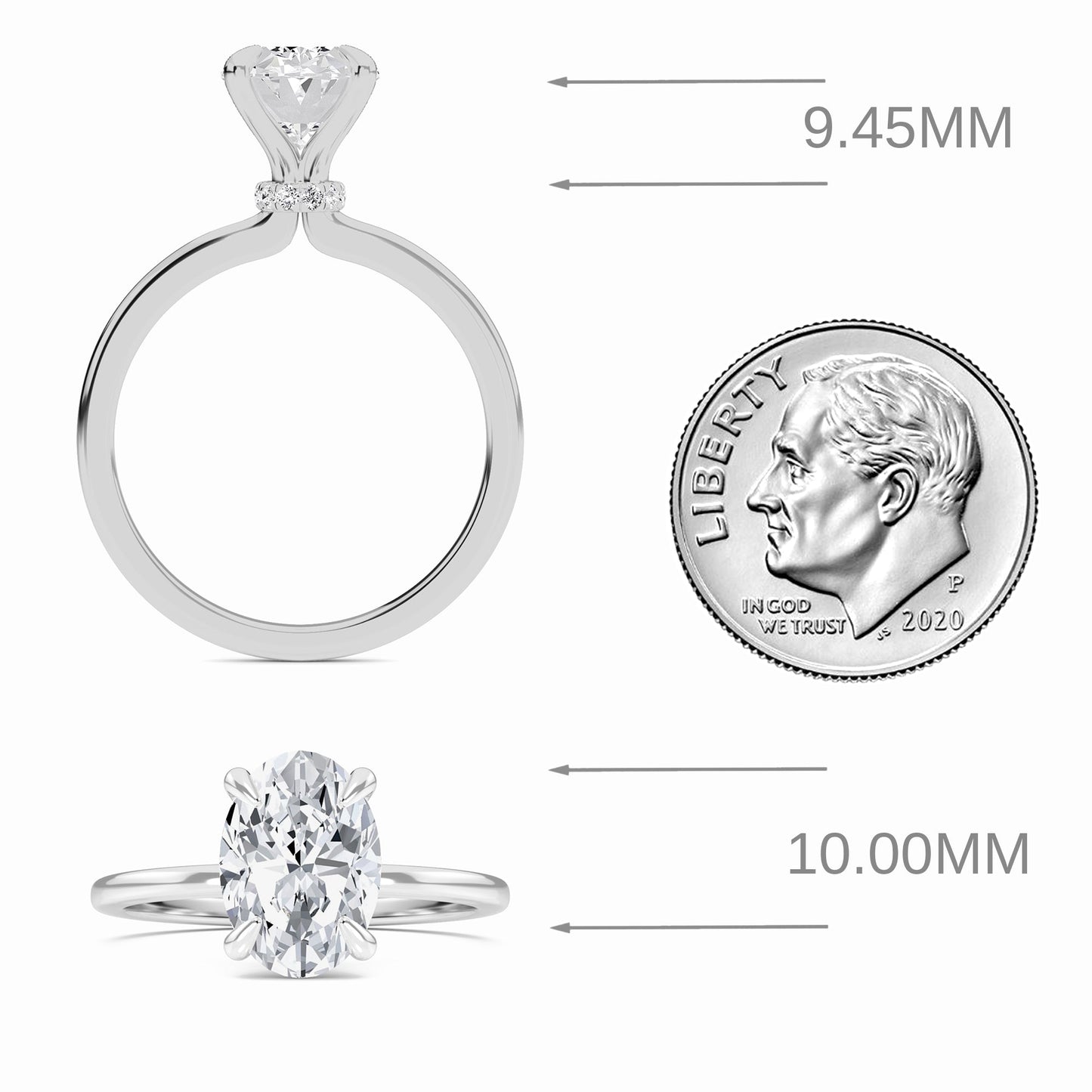 Oval Hidden Halo Certified Lab Diamond Engagement Ring - Janelle