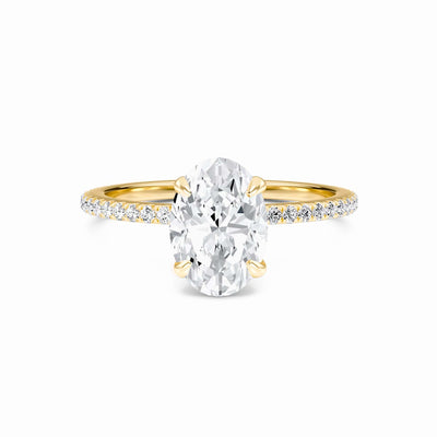 Oval Hidden Halo Certified Lab Diamond Pave Engagement Ring