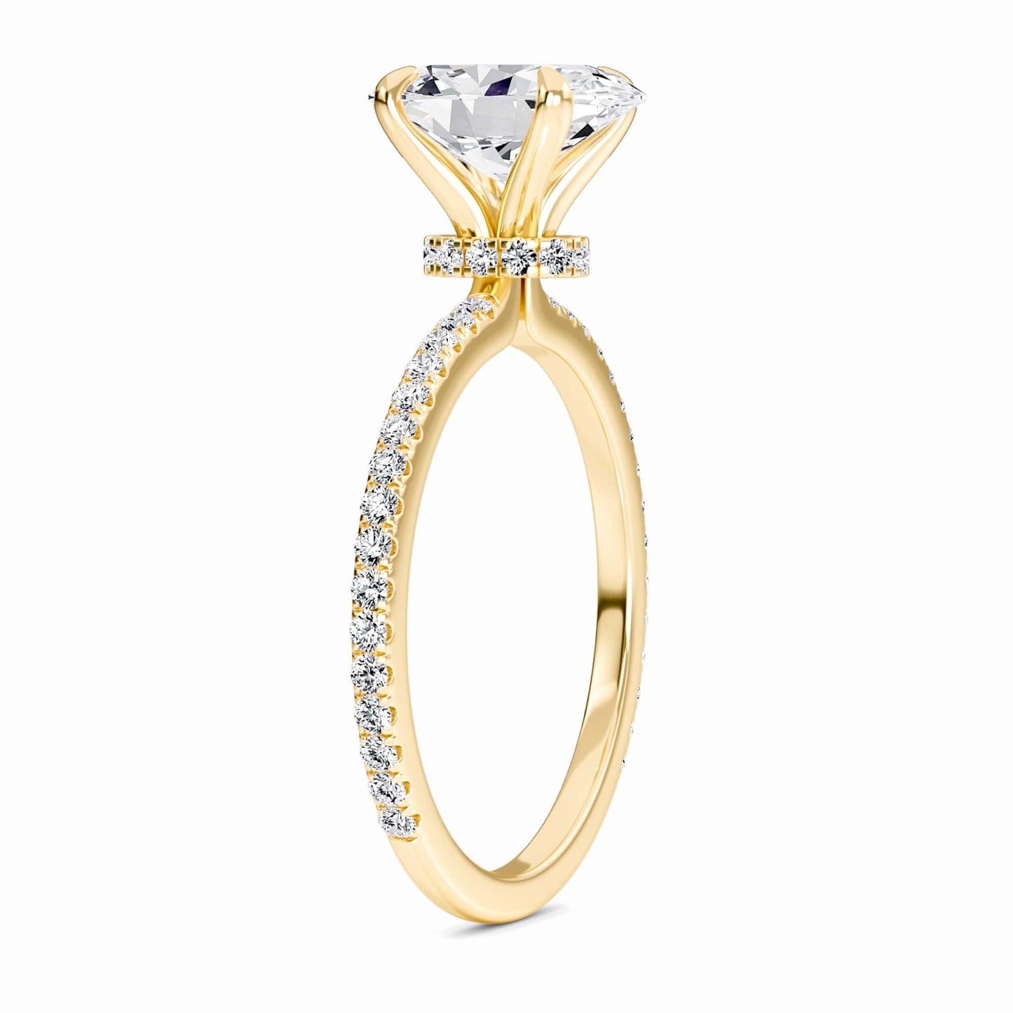 Oval Hidden Halo Certified Lab Diamond Pave Engagement Ring - Lola