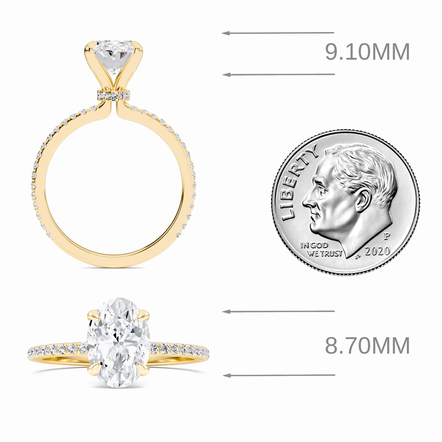 Oval Hidden Halo Certified Lab Diamond Pave Engagement Ring - Lola