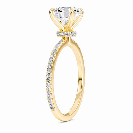 Round Hidden Halo Certified Lab Diamond Pave Engagement Ring - Lola
