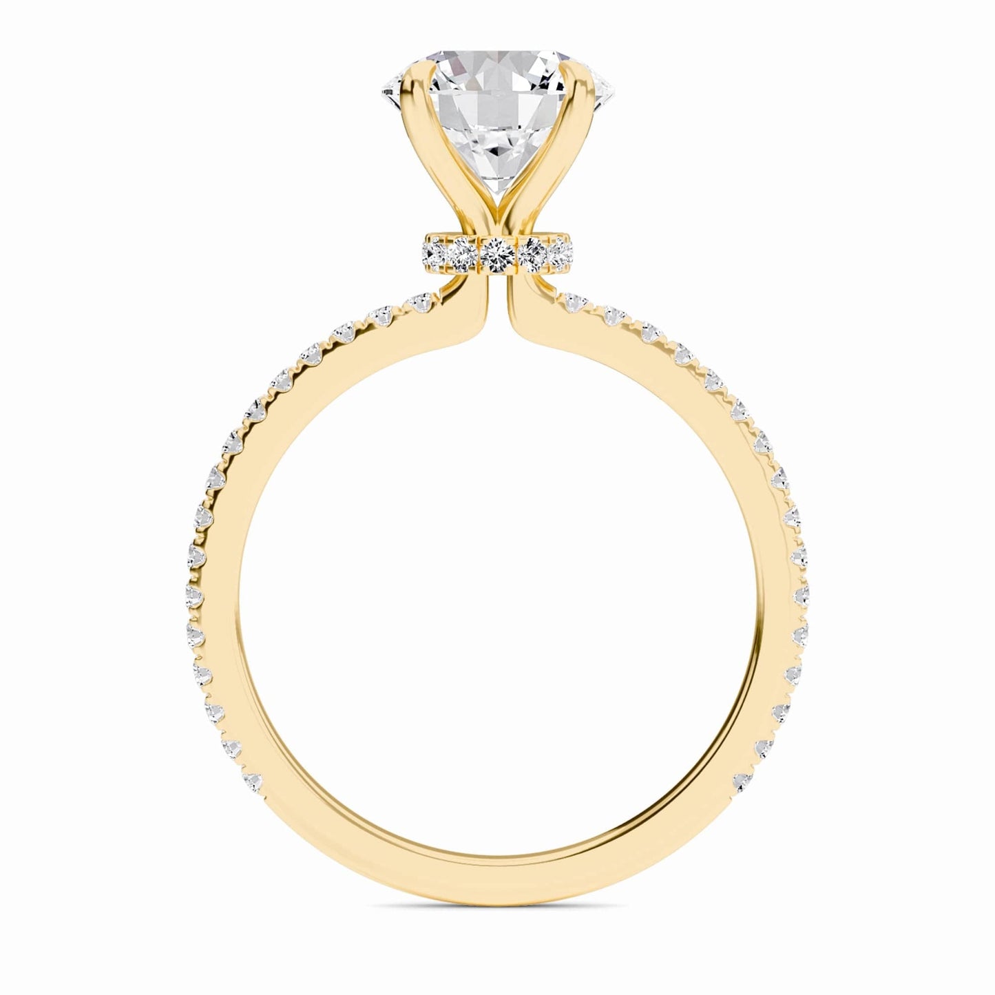 Round Hidden Halo Certified Lab Diamond Pave Engagement Ring - Lola