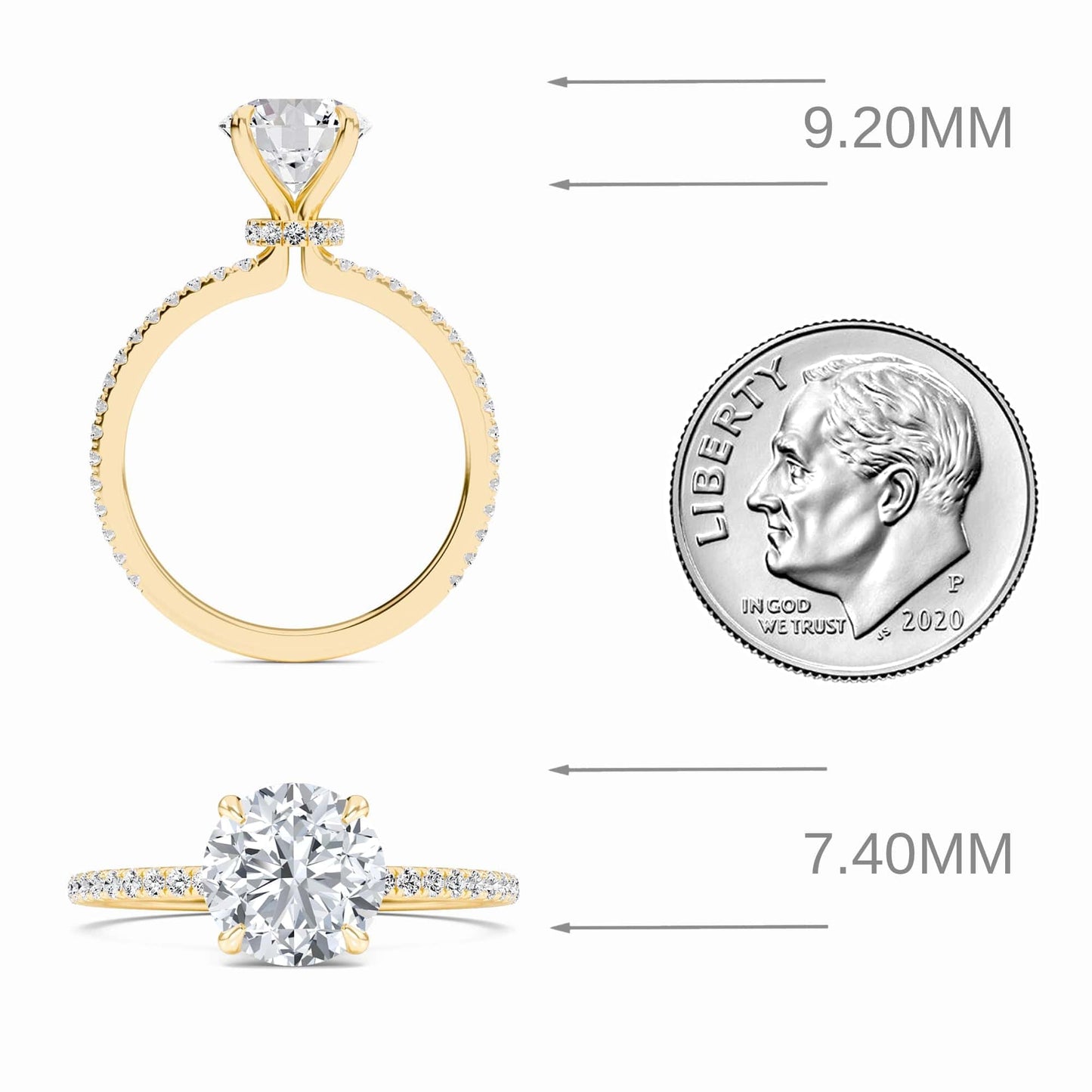Round Hidden Halo Certified Lab Diamond Pave Engagement Ring - Lola