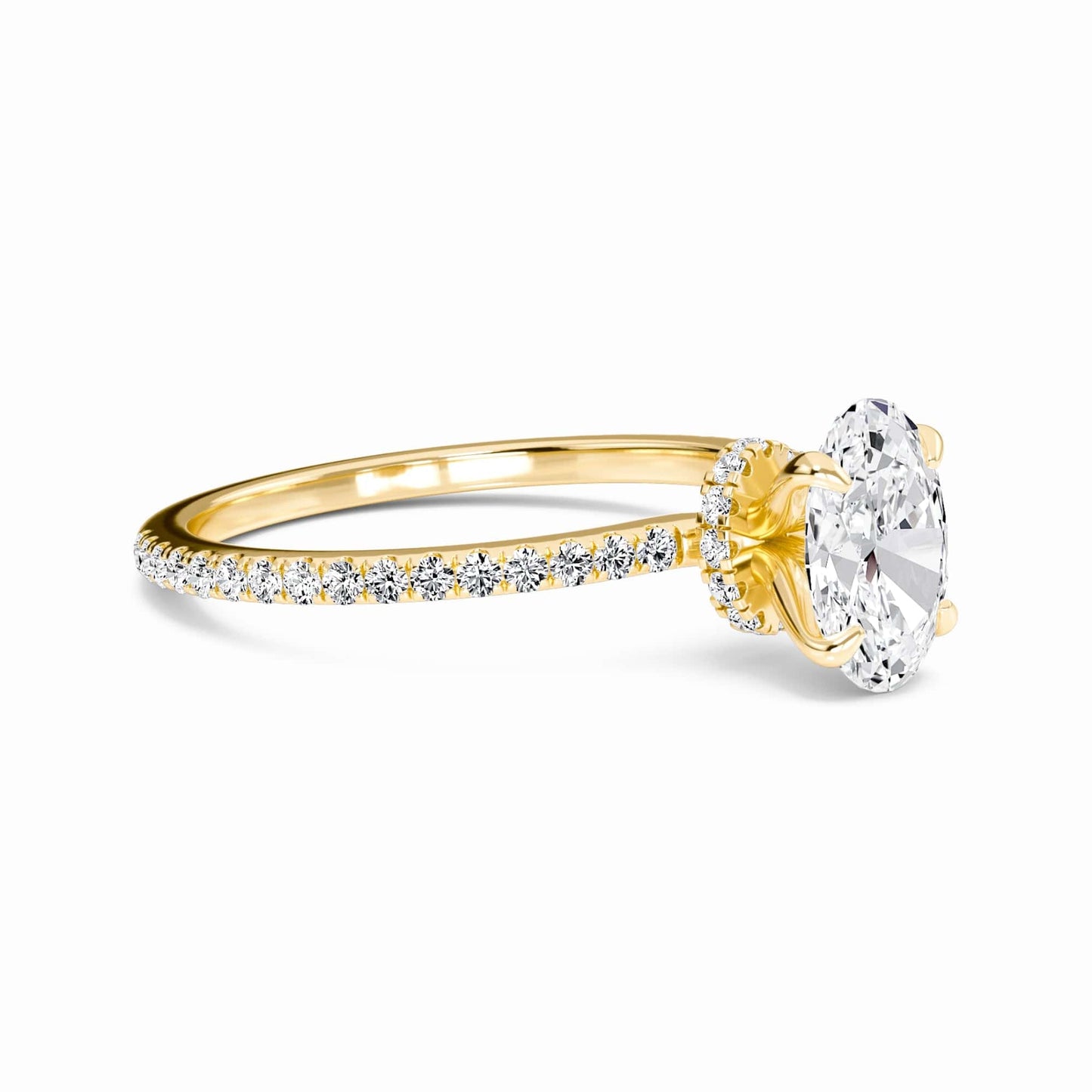 Oval Hidden Halo Certified Lab Diamond Pave Engagement Ring - Lola