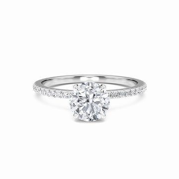 Round Hidden Halo Certified Lab Diamond Pave Engagement Ring - Lola