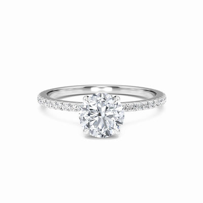 Round Hidden Halo Certified Lab Diamond Pave Engagement Ring