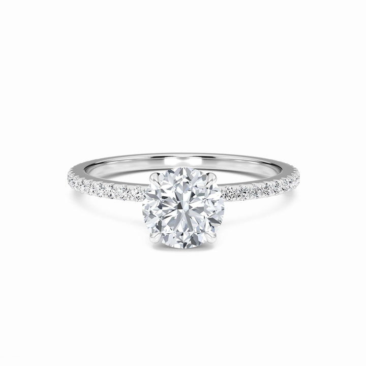 Round Hidden Halo Certified Lab Diamond Pave Engagement Ring - Lola