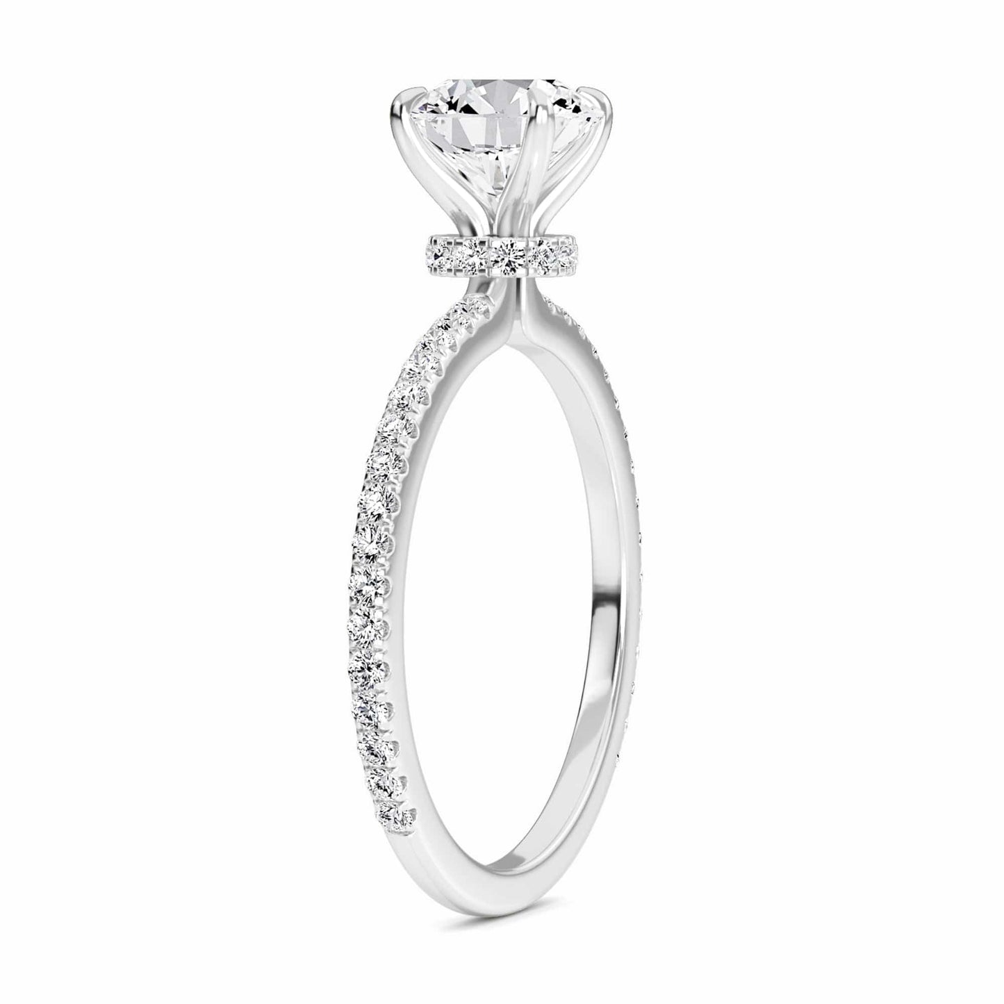 Round Hidden Halo Certified Lab Diamond Pave Engagement Ring - Lola
