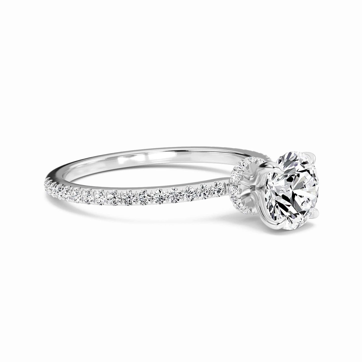 Round Hidden Halo Certified Lab Diamond Pave Engagement Ring - Lola