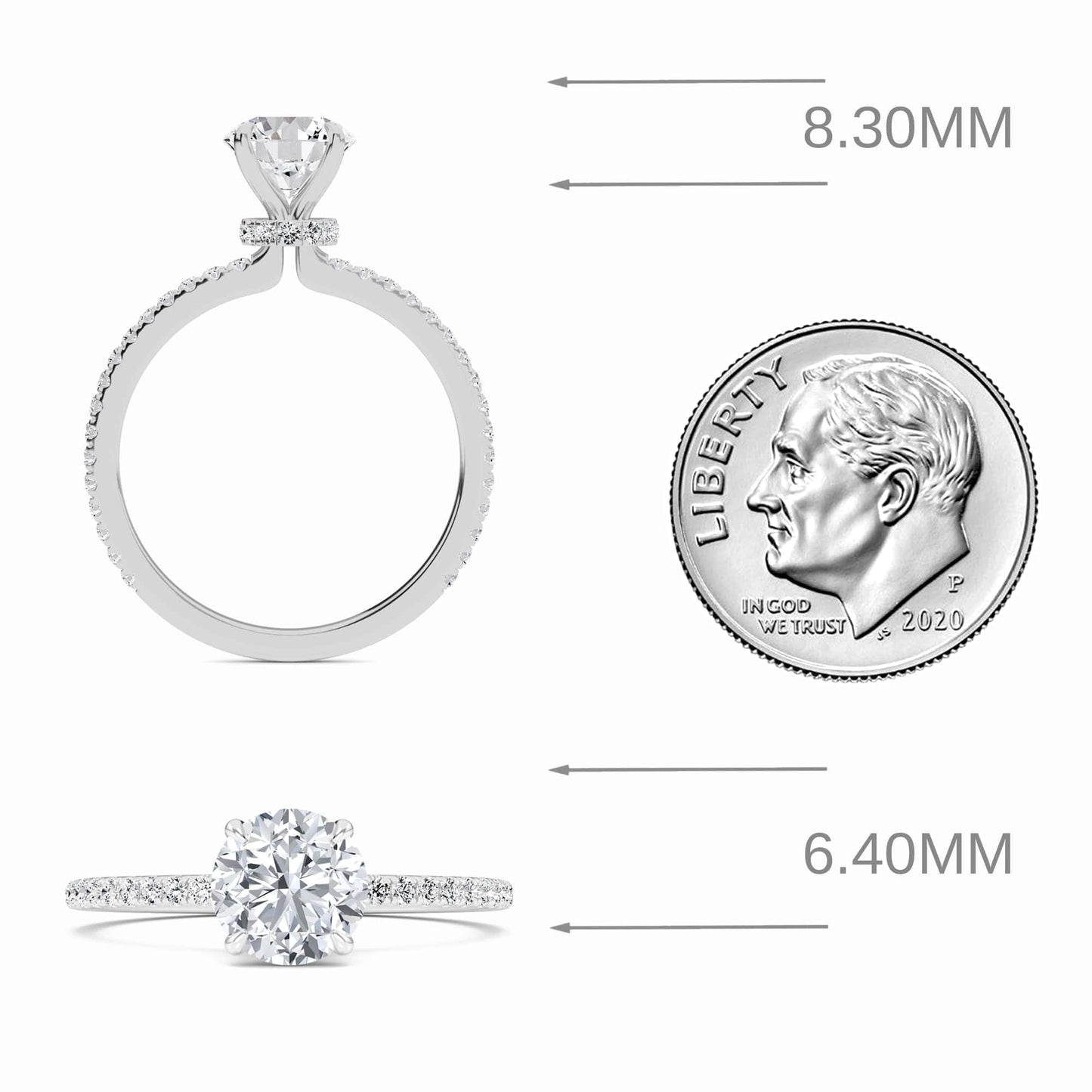 Round Hidden Halo Certified Lab Diamond Pave Engagement Ring - Lola