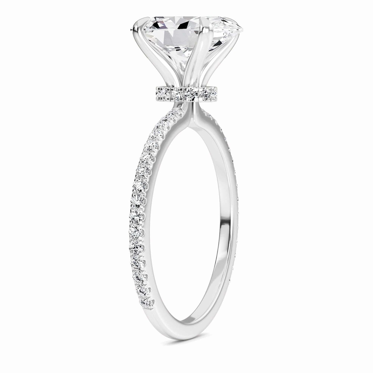 Oval Hidden Halo Certified Lab Diamond Pave Engagement Ring - Lola
