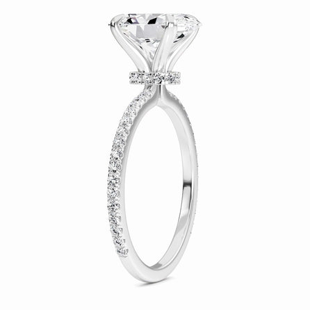 Oval Hidden Halo Certified Lab Diamond Pave Engagement Ring - Lola