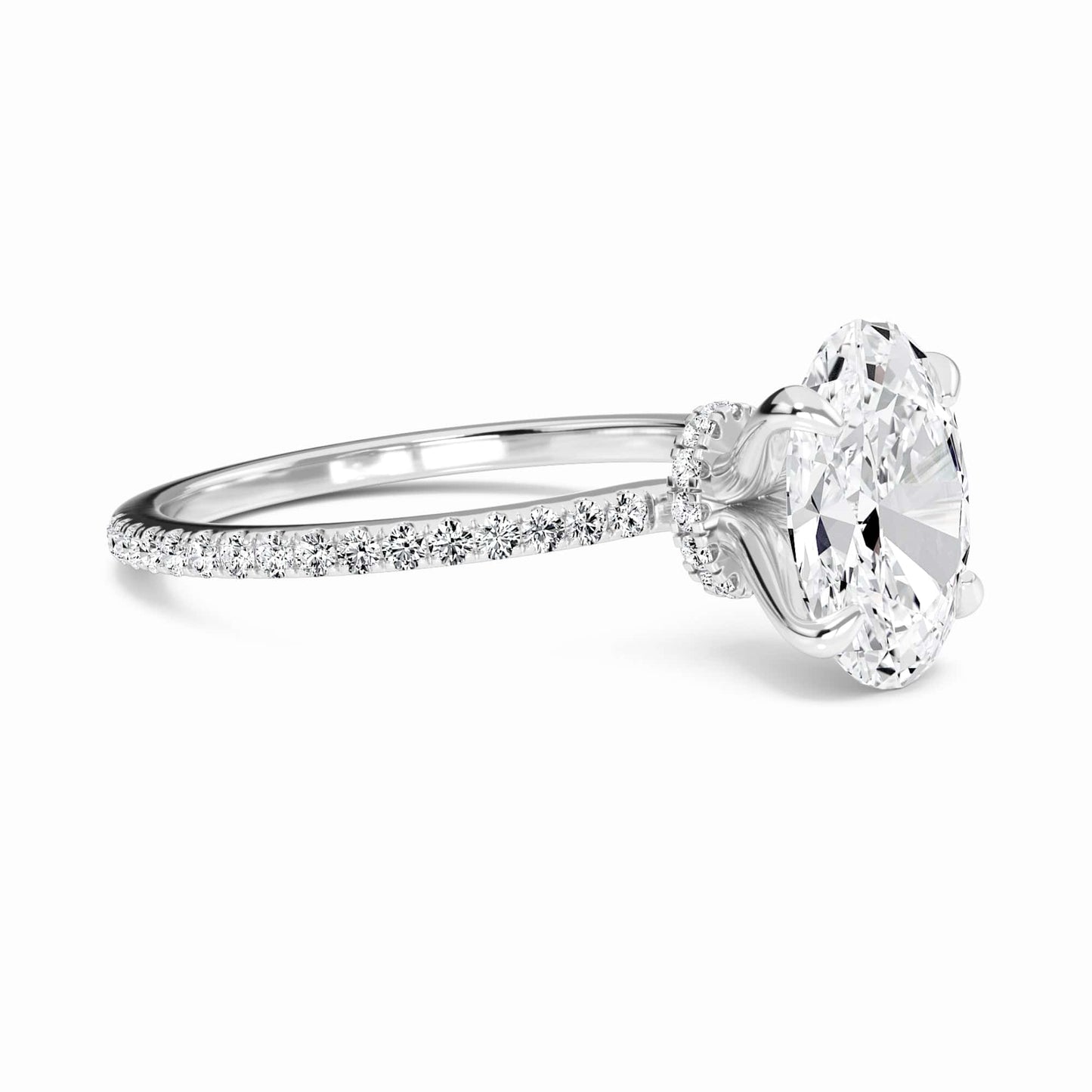 Oval Hidden Halo Certified Lab Diamond Pave Engagement Ring - Lola