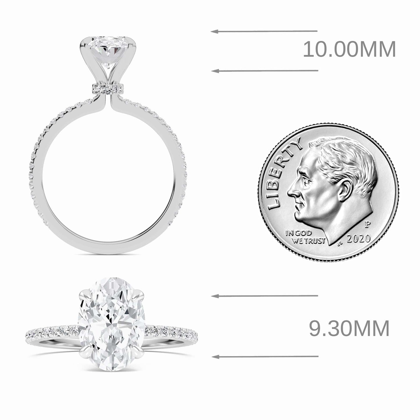 Oval Hidden Halo Certified Lab Diamond Pave Engagement Ring - Lola