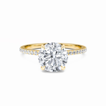 Round Hidden Halo Certified Lab Diamond Pave Engagement Ring - Lola