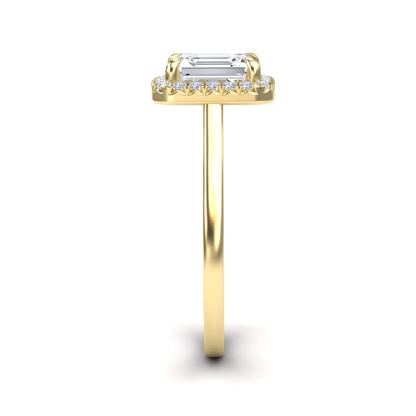 White Diamond Halo Sleek Pave Band Engagement Ring - Mariana