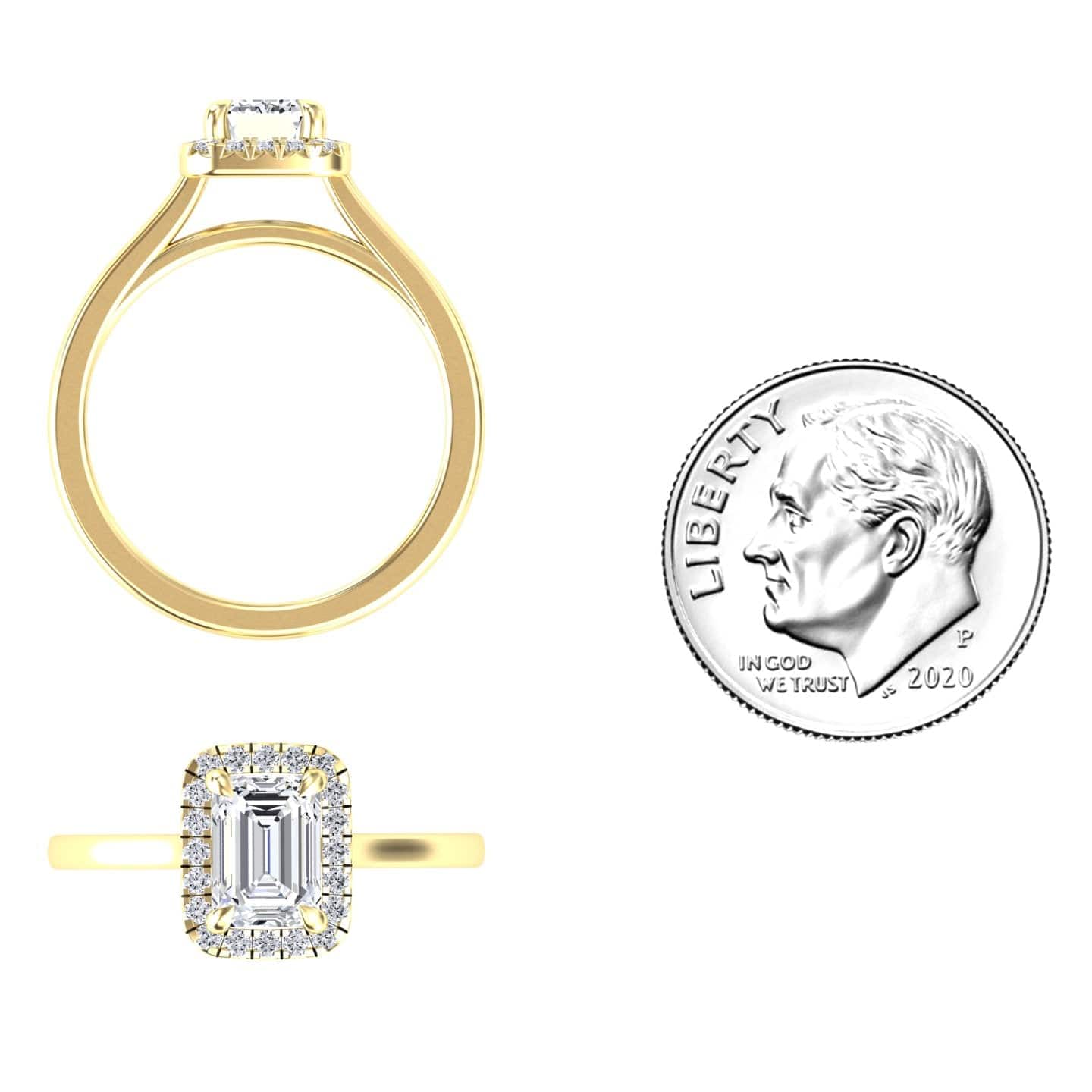 White Diamond Halo Sleek Pave Band Engagement Ring - Mariana