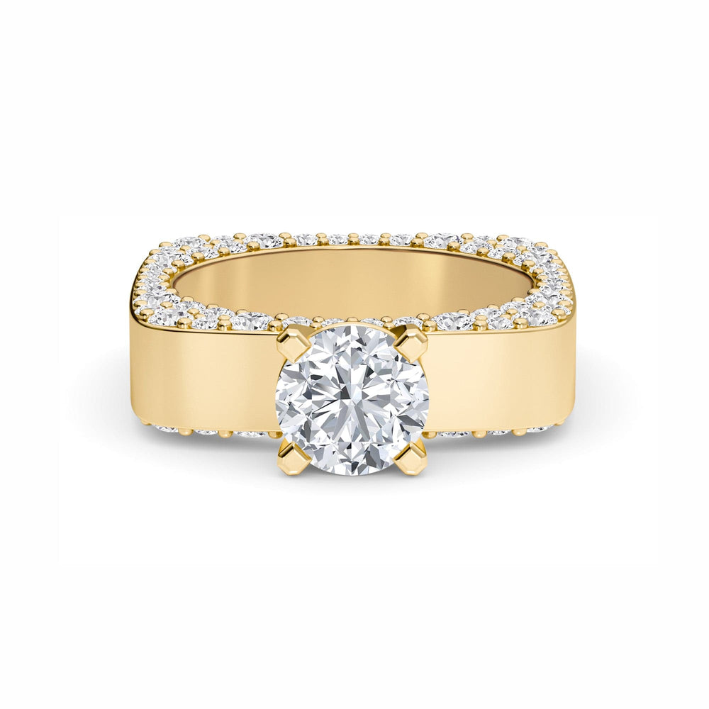 White Diamond Pave Set Wide Band Engagement Ring