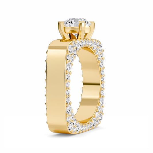 White Diamond Pave Set Wide Band Engagement Ring - Estrella