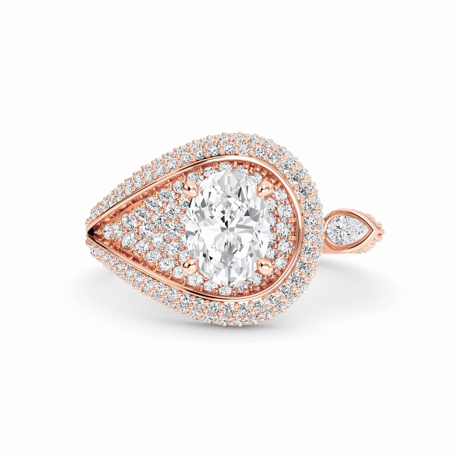 White Diamond Swirl Pave Accented Engagement Ring - Marisol